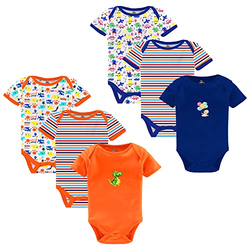Image of Kidbee Newborn Baby Half Sleeve Cotton Sleepsuits /Half Romper /Bodysuit /Onesies (Set of 6)
