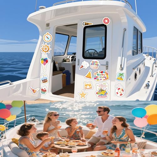 Image of 17 Pcs Large Birthday Funny Carnival Cruise Door Magnetic Decorations, Reusable Navigation Cruise Door Magnets Funny Door Magnets for Carnival Cruise Ship Cabin Fridge Car Computer