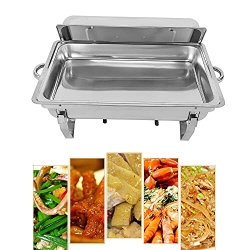 Edelstahl Buffetwärmer Chafing Dish Speisenwärmer Warmhaltebehälter Buffet Set Wärmer Essen Frisch und Lecker Halten Profi Speisewärmer, Wärmebehälter,Speisenwärmer, für Catering, Party,9 L – Bild 6
