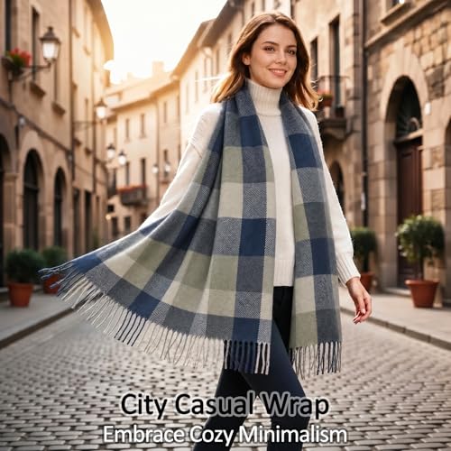 Image of Loritta Winter Scarf for Women, Long Plaid Shawl Wraps Scarves Gifts