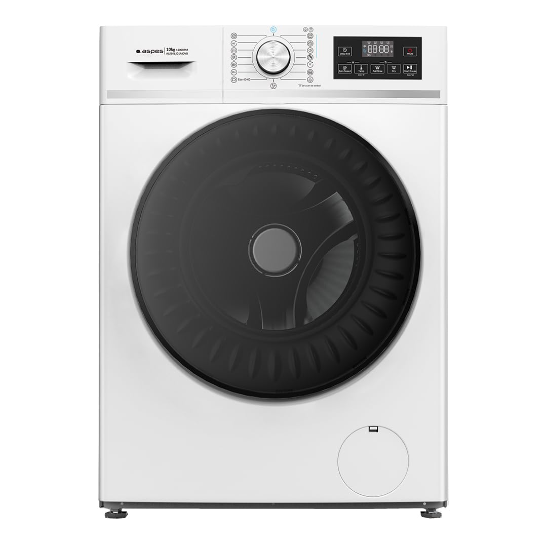 Aspes Lavadora Secadora de Condensación 10kg/6kg Carga Frontal Blanco ALS106201AIDVB. 1200 rpm, Motor Inverter, 16 Programas, Tambor Acero Inoxidable, Clase A/E