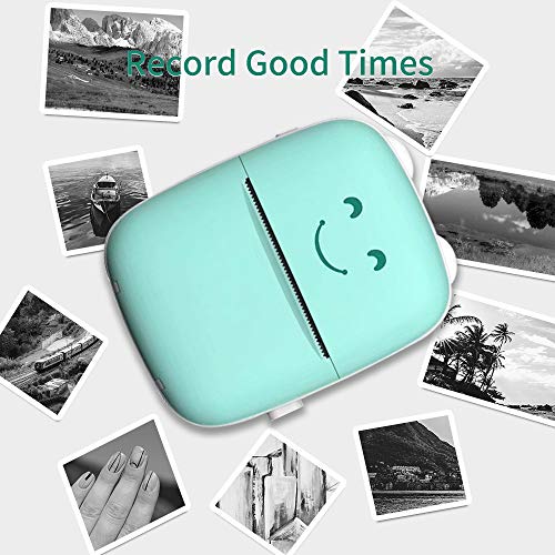 Queenser Mini impressora térmica portátil Impressora sem fio BT de 203dpi com 1 rolo de papel térmic