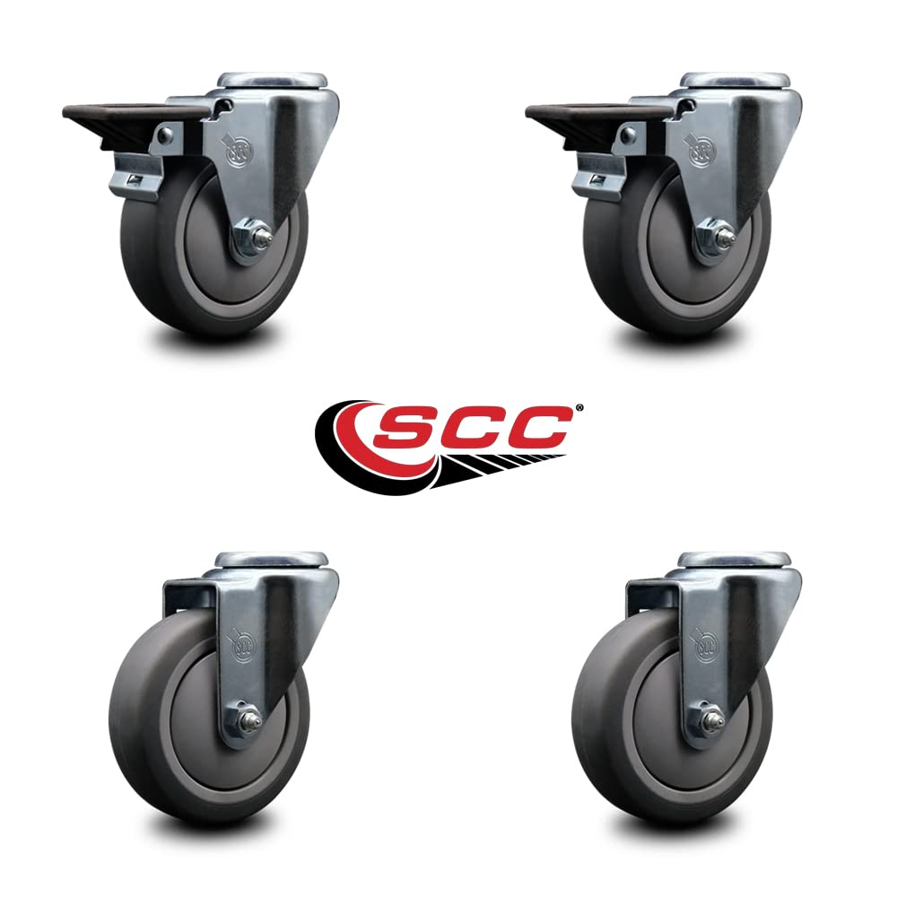 Thermoplastic Rubber Swivel Bolt Hole Caster Set of 4-4