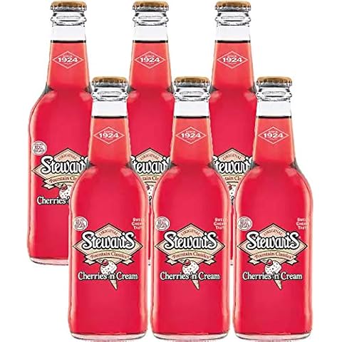 Stewarts 12 oz Glass Bottle Soda (6 Pack Total of 72 Oz) (Cherries N' Cream Soda) Cover