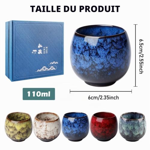BORDEAG Lot de 5 tasses à café en céramique 110 ml, tasses à café expresso, tasses en céramique, tasses à expresso, tasses à thé, cadeaux – vue 2