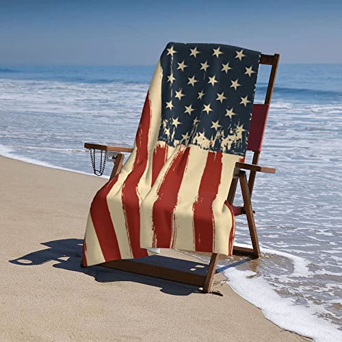 Jasmoder Brush Stroke American Flag Microfiber Beach Towels Oversized Soft Beach Blanket Absorbent Quick Dry Bath Towels Pool Towels Travel Beach Towels For Kids Adults #TOP5