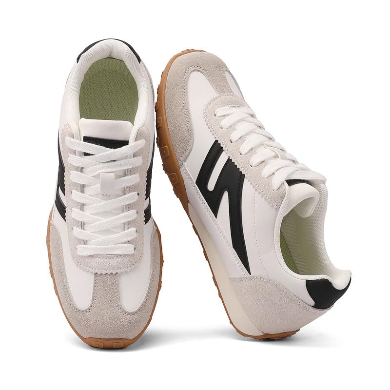 Sneakers for Women Retro Fashion Trendy Sneakers with Foam Insole Casual Shoes for Walking Tennis Classic Non-Slip Comfort Shoes Size 10 Off-White