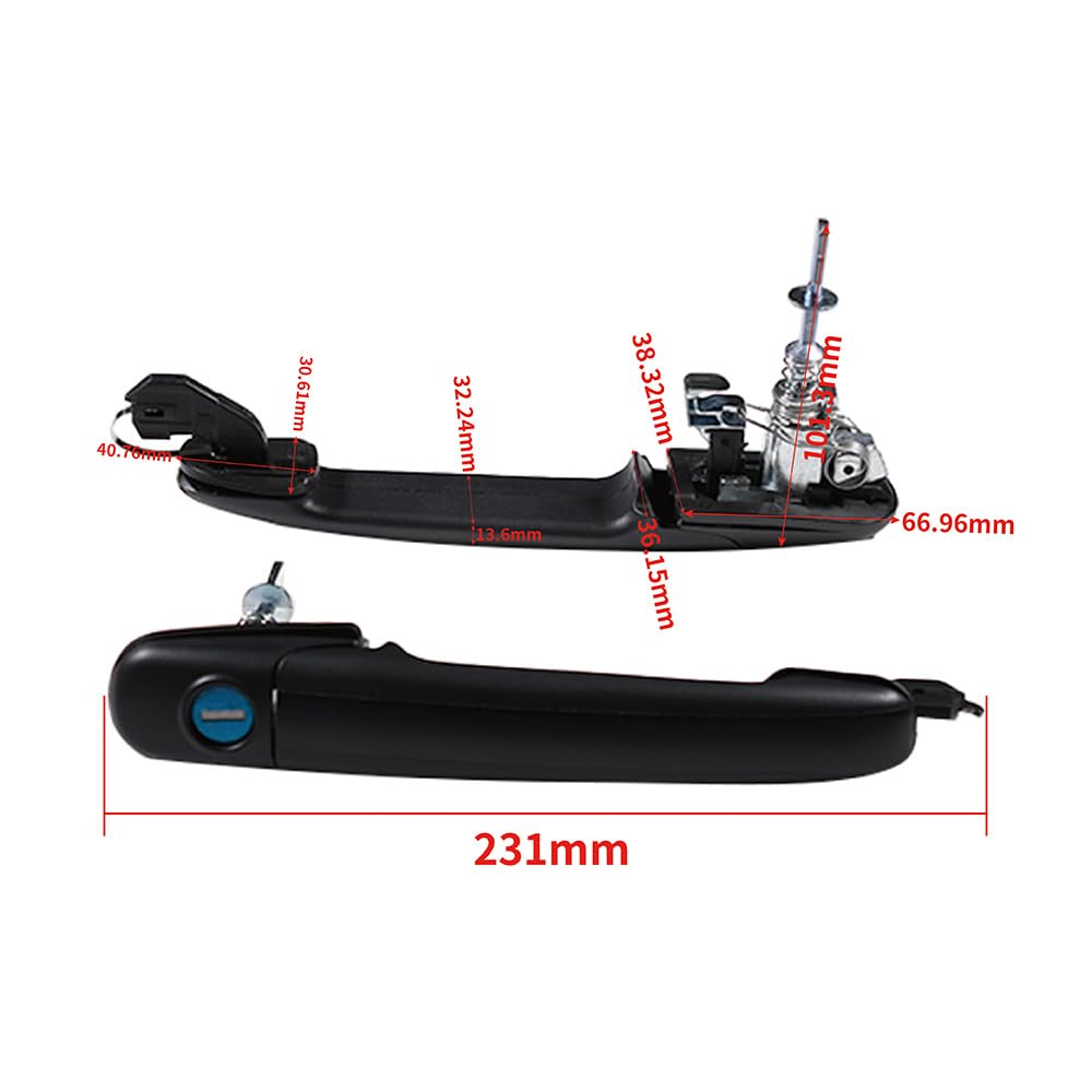Maniglia per porta esterna per auto con chiave, porta anteriore sinistra e destra, compatibile con VW Sharan Polo 6N0837207C 6N0837207D