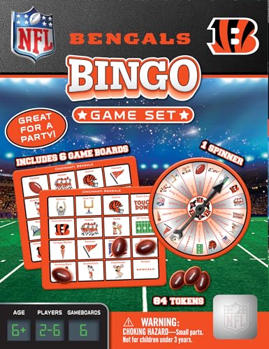 Masterpieces Kids Games - NFL Cincinnati Bengals Bingo Game - Fun Family Entertainment for Kids and Adults - Educational, Engaging & Perfect for Game Night, Classroom Activities, and Interactive Play