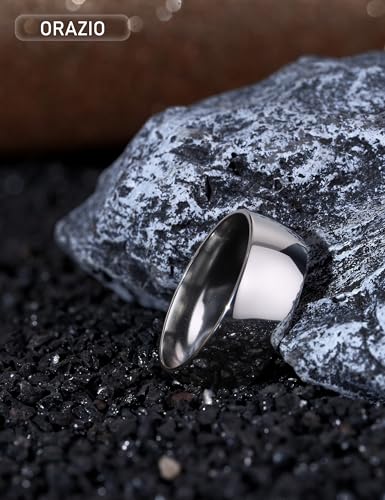 Image of ORAZIO Stainless Steel Rings for Men Women 6MM 8MM Wedding Band Rings Silver /Black /Gold Domed High Polished Basic Wedding Bands Comfort Fit Size 6-14