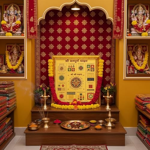 Image of Shri Shree sampoorn sampurna Yantra (Golden, 8 X 8 Inches)