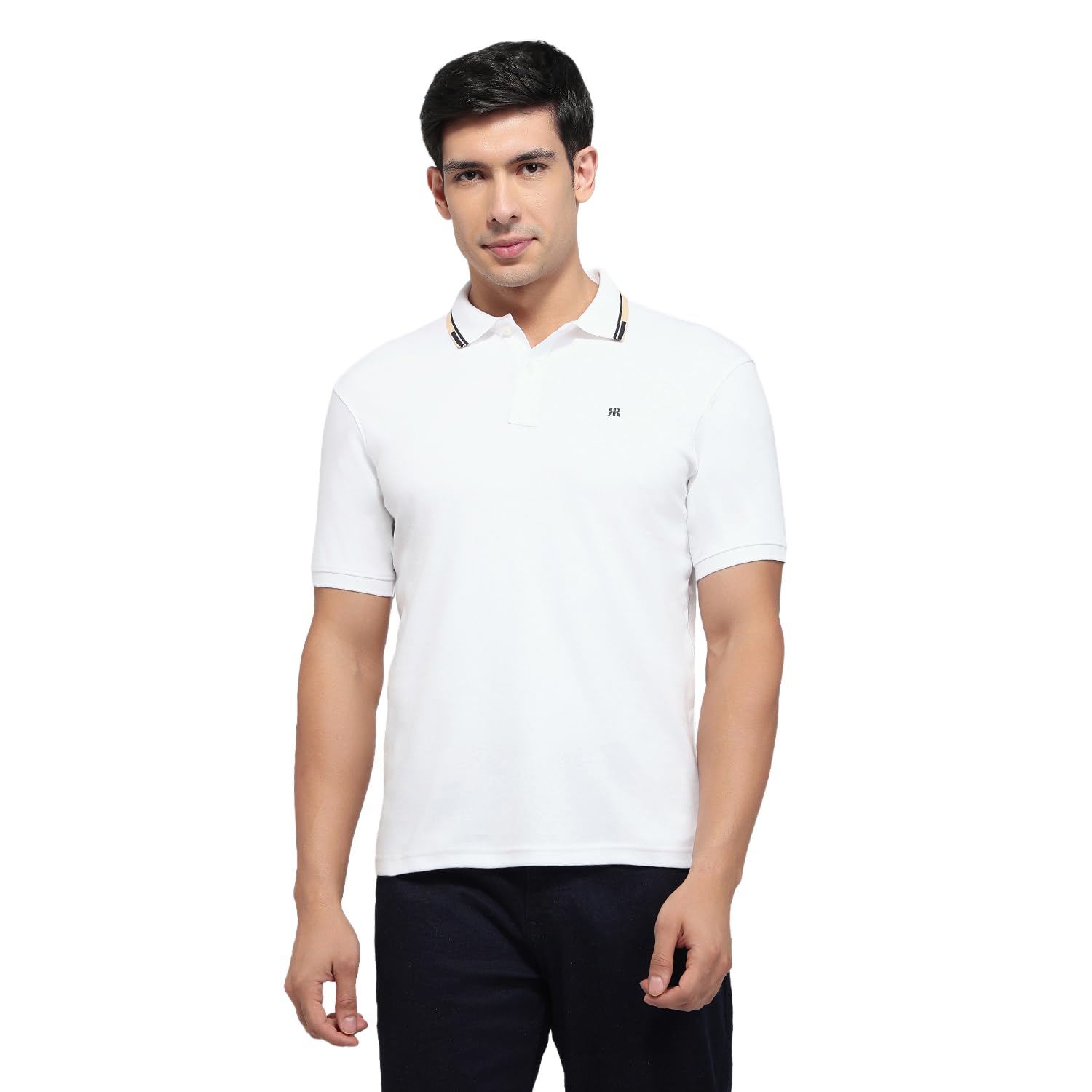 Raymond Men Modern Fit Solid Pattern Pure Cotton Polo Neck Half Sleeve Casual T-Shirt-picture-11