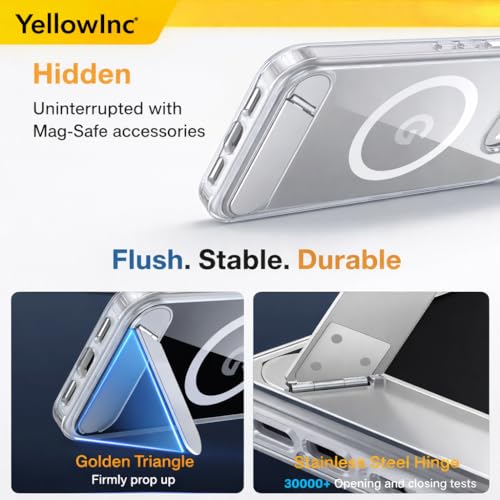 Image of UV Treated Clear Magnetic Case Cover for Google Pixel 10A, 2600 Gauss Magnetic Ring, 3-Way Stand, Military Grade Shockproof (Transparent MagSafe Stand, Google Pixel 10a)