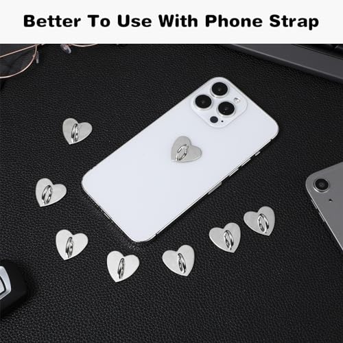 Xinjoduz 576885_1_4CUR4TZV 8 Pcs Cell Phone Finger Ring Phone Charm Hook Phone Ring Holder Grip Adhesive Metal Phone Finger Grip Loop Stand Heart Holder Universal Ring Holder thumb #3