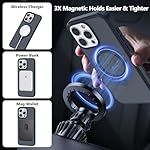 Magnetic Stand Case for iPhone 15 Pro (6.1 inch) with 360° Rotatable Invisible Ring, Compatible with Magsafe, Shockproof, Non-Yellowing, Slim Translucent Cover-Blue - Image 3