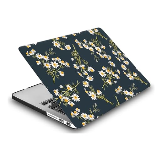 Custodia Protettiva per Macbook Air 15 pollici Modello A2941 A3114 M2 M3 con Liquid display Retina e Touch ID 2023 2024 Uscita, Sottile Rigida Case Cover Plastica Duro Custodia, Margherita bianca