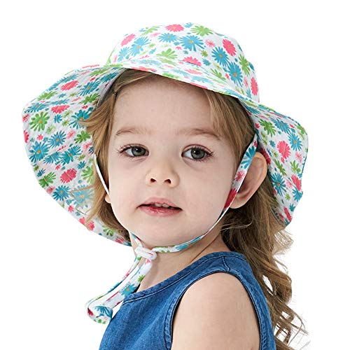 Happy Cherry Unisexe Chapeau de Soleil Bébé Coton Anti-UV Eté Pliable Bonnet avec Cordelett Plage Mer Voyage 6mois-2ans Cadeau Noel Anniversaire