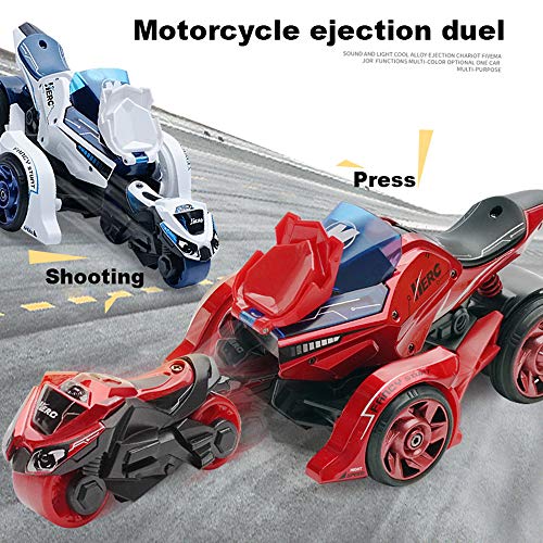 Gilumza Pull Back Car Motorcycle Toys, Pull Back Vehicles Racing Cars Launcher Toy with Music Lighting, Die-cast 2 in 1 Catapult Race Trinity Chariot Gift for Christmas Brithday (White&Blue) - Thumbnail 2