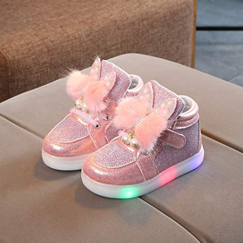 EnJoCho Little Girls LED Cartoon Infant Luminous Kids Baby Shoes Sport Toddler Rabbit Baby Shoes for Children 0 to 4 Years (Pink-1#qy, 3-3.5 Years)2