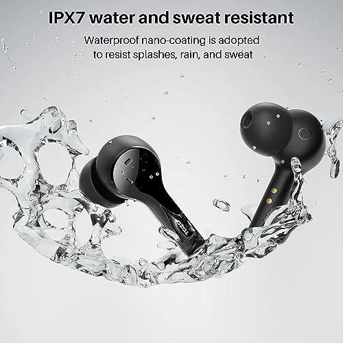 TOZO T9 True Wireless Earbuds Environmental Noise Cancellation 4 Mics Earphones Bluetooth 5.3 Headphones Deep Bass with Light Weight Wireless Charging Case IPX7 Waterproof Built-in Mic Headset Black