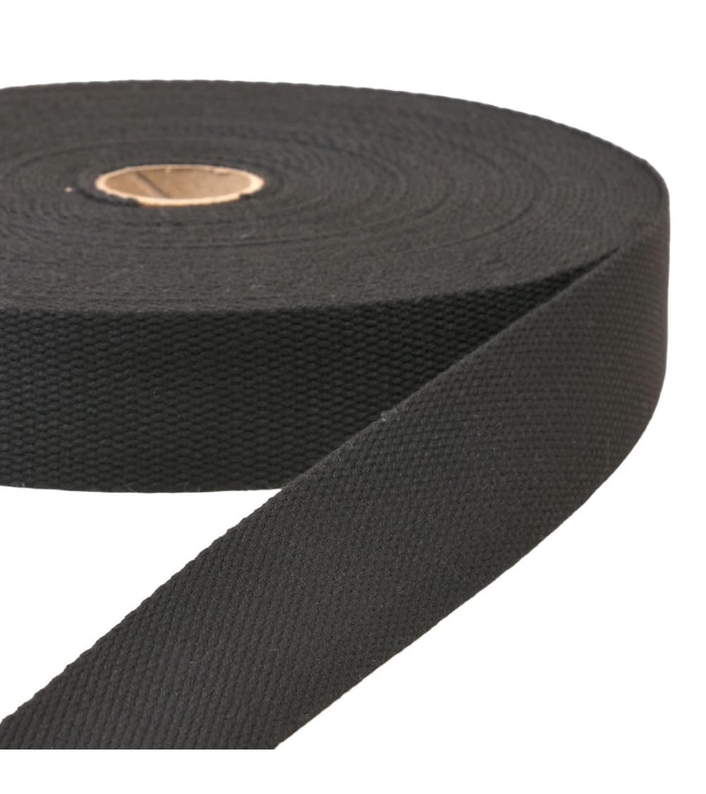 Sangle noire 35mm bobine 20m ruban tissé pour couture loisirs créatifs