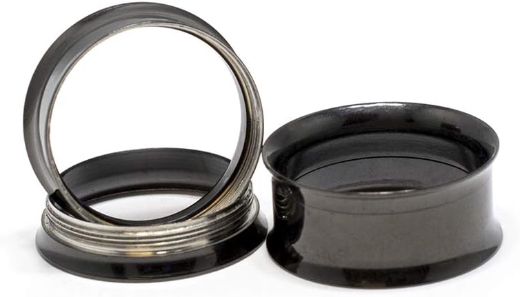 Coppia Di Tappi Per Le Orecchie In Acciaio Chirurgico IP Nero. E - Foto 6