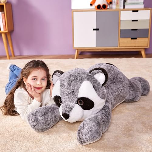 Image of IKASA Giant Raccoon Plush Animal Toys, 78 cm Large Raccoon Cute Fluffy Plush Big Soft Animals, Gifts for Children