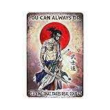 xbdesigins Retro-Metall-Blechschild, Samurai, japanischer Stil, Tattoo, Samurai-Blechschild, Wohndekoration, Neuheitsposter, Hausbar, Kaffee, Küche, Wanddekoration, Größe 20,3 x 30,5 cm