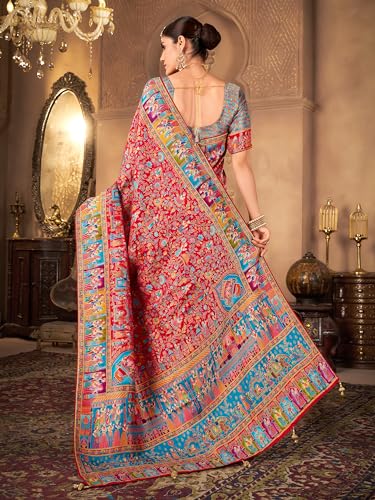Image of Glory Sarees Women's Luxurious Dola Pure Silk Original Saree Position Print Work Madhubani Inspired Motifs Banarasi Kanjivaram Style Saree With Blouse Piece (Elegant101 Parent)