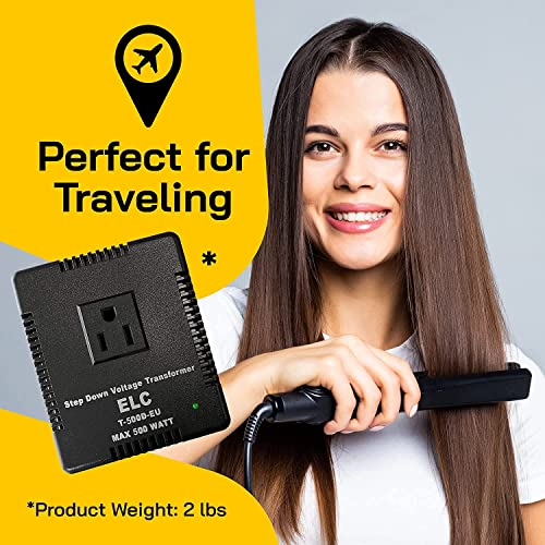 ELC 500-Watt Voltage Converter - Step Down - 220v to 110v / 240v to 120v Travel Power Converter - for Hair Straightener, Hair Dryer, Laptops and Chargers, CE Certified [3-Years Warranty]4