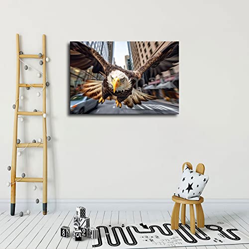 Manhattan Street Falcon Animal Poster Canvas Wall Art Poster Picture Canvas Painting Posters Prints Pictures For Living Room Bedroom Decor (Framed,24×36Inch) #TOP3