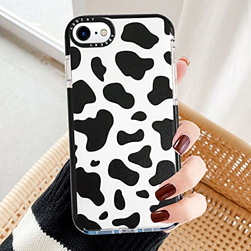 Abbery Designed For Iphone 6/6S/7/8/Se 2020/Se 2022 Case Cow, Cute Clear With Cow Print Pattern Design Soft Silicone Tpu Sturdy Shockproof Protective Woman Girls Aesthetic Phone Case Cover #TOP2