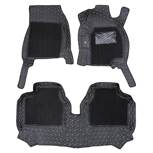 Image of CARNEST 7D Car Floor Mats| Grass Mat Set | Waterproof & Washable Full Coverage Car Foot Mats | Double Stitched 7 Layer Protection | Black Silver |Compatible with Safari 2023 Auto