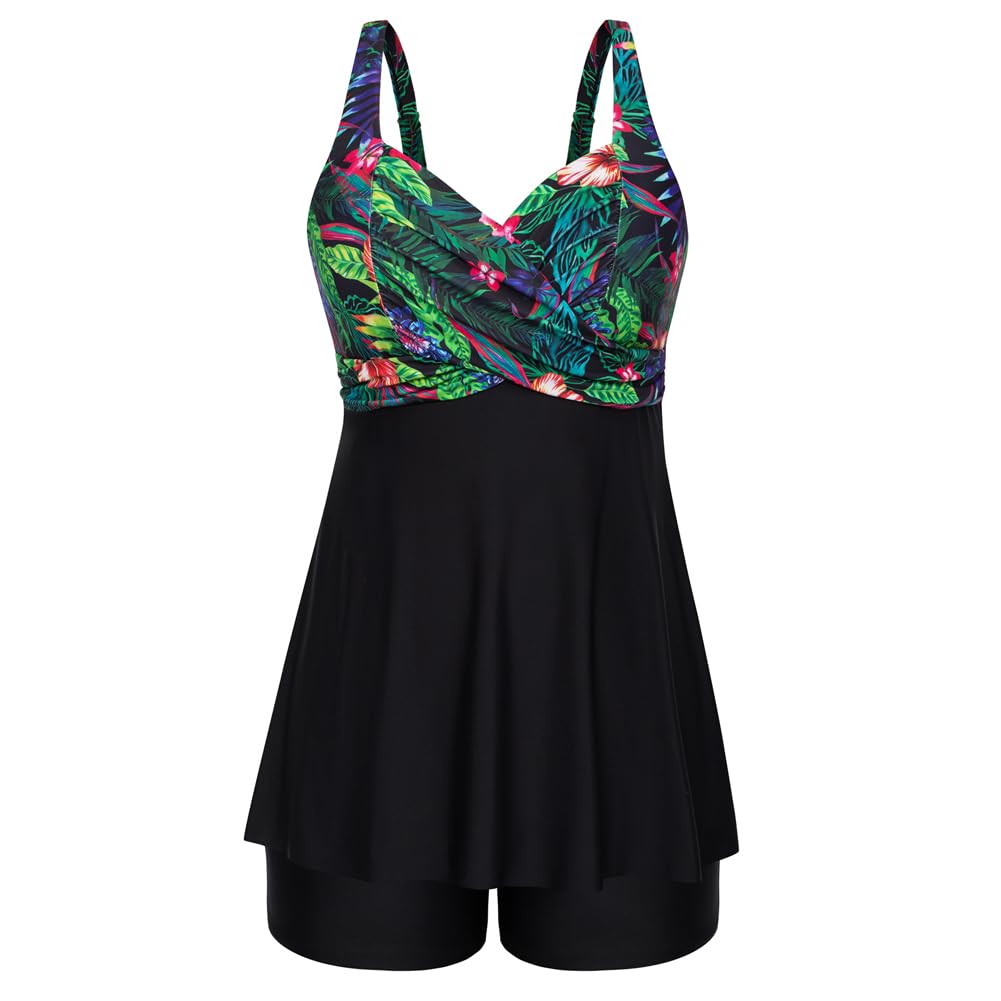 Hanna Nikole Tankini damskie duże rozmiary Twist Front dwuczęściowy strój kąpielowy wyszczuplający brzuch moda kąpielowa z szortami
