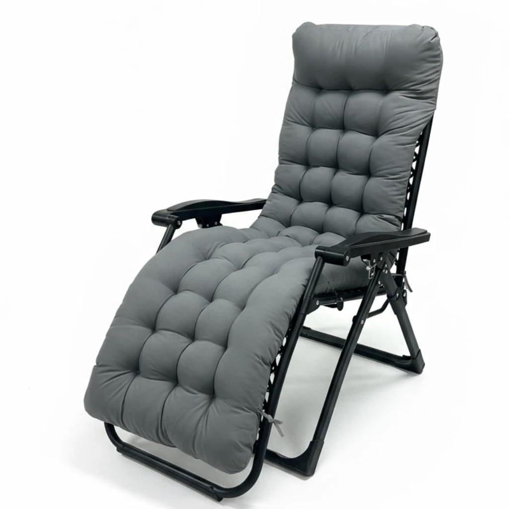 Liegenauflage, Auflage Gartenliege 170x53x7 cm, Auflagen für Deckchair, Polsterauflage für Sonnenliege, Auflage Polster für Gartenmöbel mit Einstellband (Dark Grey)