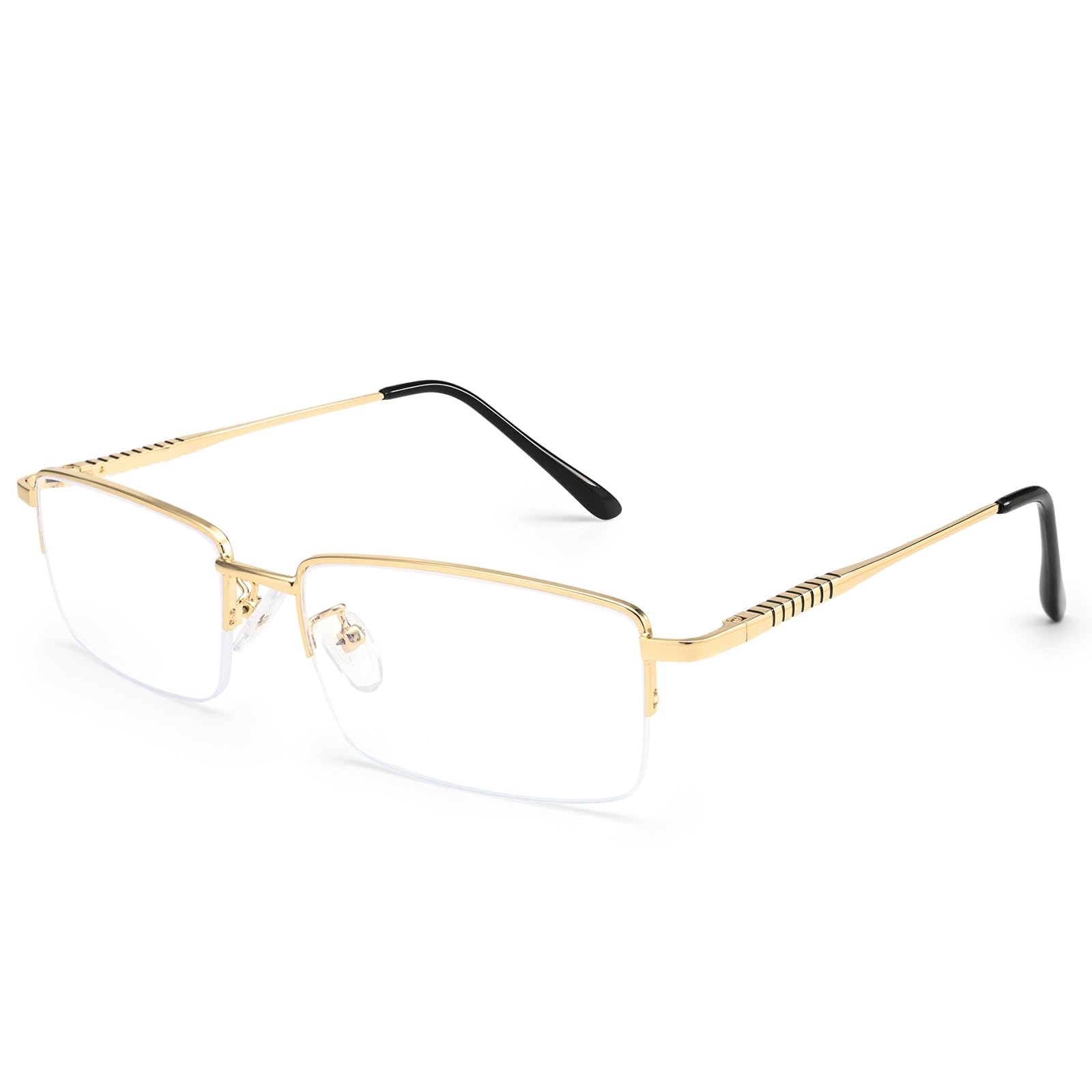 Photo 1 of Dollger Rectangle Blue Light Glasses for Men Metal Anti Bluelight Blocking Glasses for Computer Fashion Eyeglasses Small Gold Half Frame