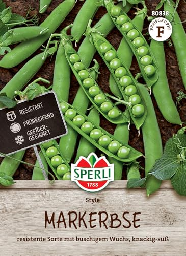 Sperli Markerbsensamen Style - Hochwertige Erbsensamen für Gemüsebeet & Garten Resistente & Doppelhülsige Buschiger Wuchs Knackig-Süß Ideal für den Gemüseanbau
