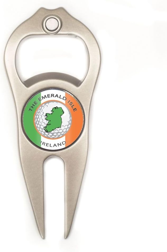 Hat Trick Openers 6-in-1 Golf Divot Tool with Ireland Logo, Nickel