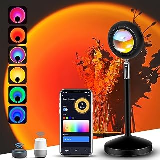 PANAMALAR Smart Sunset Lamp, WiFi Sunset Projection Lamp 16 Million Colors with Alexa Google Home,App Control,Timer,180° LED Sunset Projector Night Light for Home Bedroom Selfie Photography