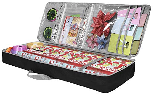 Primode Christmas Gift Wrap Organizer | Wrapping Paper Storage Container Box (37” x 14” x 4”) Constructed of Durable 600D Oxford Material (Black) by Primode - Used condition - US$14.91