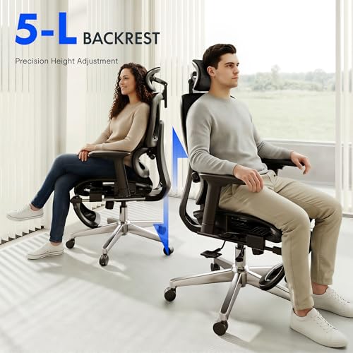 Image of FLEXISPOT ErgoX Premium Ergonomic Office Chair with Footrest- Adjustable 3D Armrests, Dynamic Lumbar Support, Recline & Tilt Function, Mesh Seat, for Home & Office Use,Blue Foam