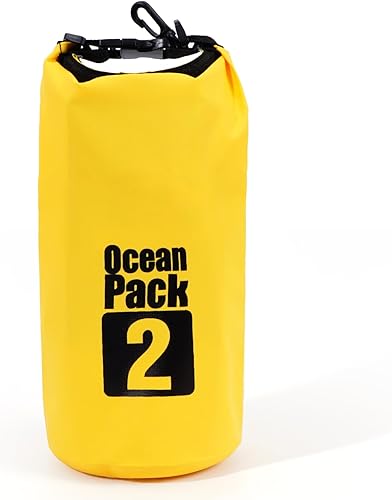 Bolsa seca impermeable de 2 litros, bolsas flotantes y ligeras para kayak, canotaje, pesca, natación y campamento, color amarillo