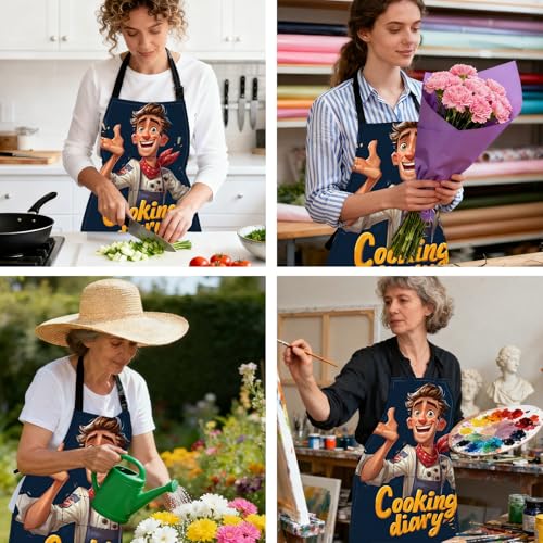 Image of Nuxovilar Cute Cooking Kitchen Apron, 26.77 * 30.7 Inches, Essential for Kitchen Cooking, Baking, Festive Gatherings
