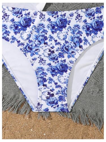 Girl's 3 Piece Floral Print Halter Triangle Bikini Set Cute Swimsuits with Cover Up Beach Skirt4