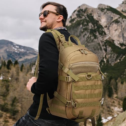 25L Small Tactical Backpack For Men, Military Waterproof Backpack With Multiple Pockets, 3-Day Bug Out Bag Molle Military Backpacks For Camping, Hiking, Traveling (Khaki) - Image 3
