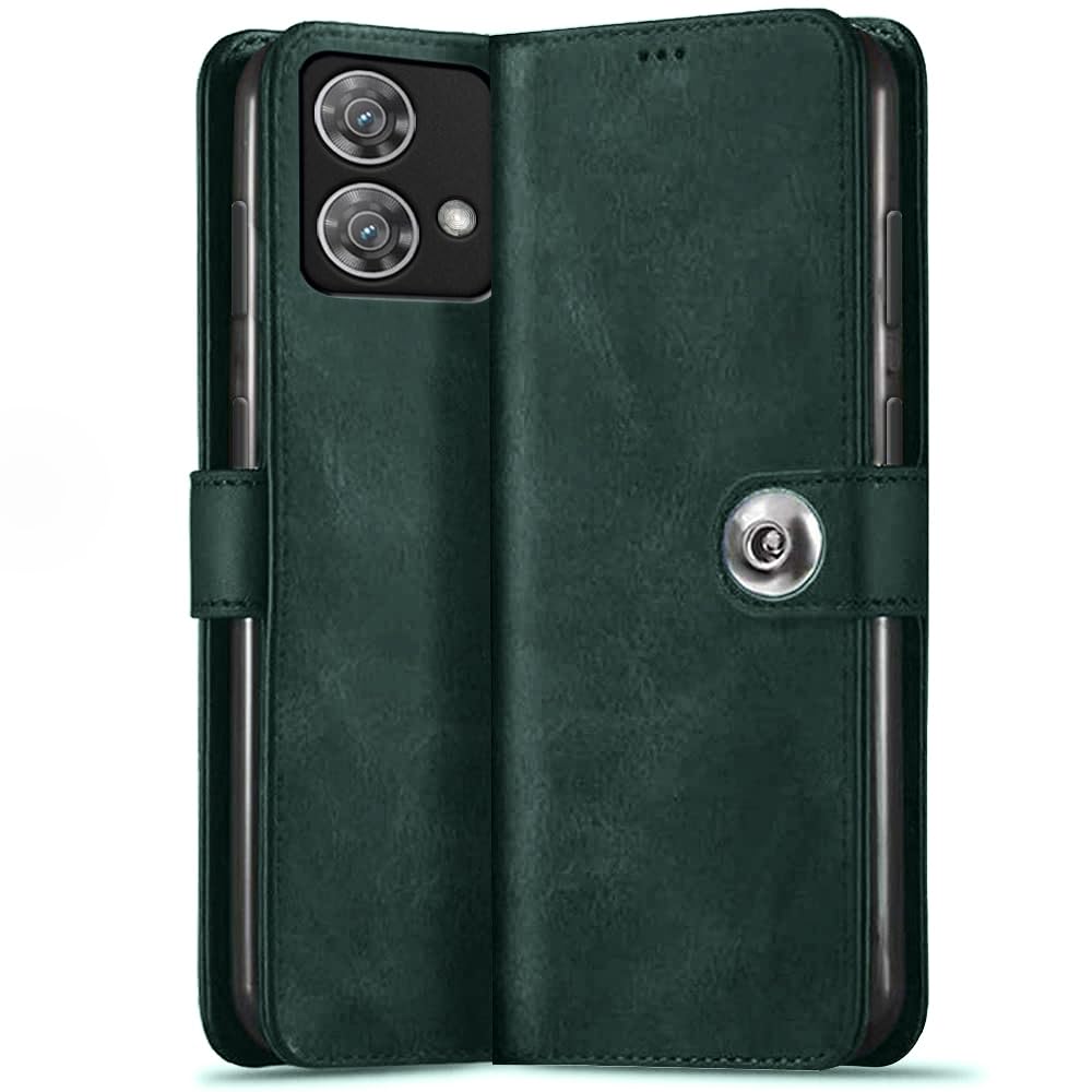TheGiftKart Flip Cover Back Case for Motorola Moto Edge 40 Neo 5G | Genuine Leather Finish | Designer Button | Inbuilt Pockets & Stand | Flip Cover for Moto Edge 40 Neo 5G (Faux Leather, Green) (B0D4J6R5DG) Amazon Price History, Amazon Price Tracker