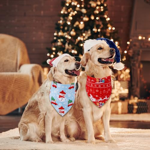4 peças de bandanas de Natal, fofo Papai Noel, boneco de neve, flocos de neve, cachecol triangular,