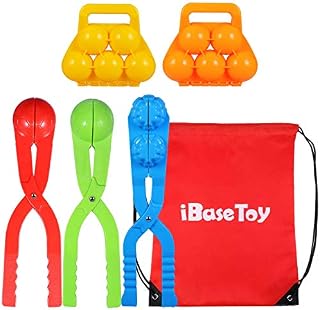 iBaseToy Snowball Maker Toys, 5 Pack Kids Small Snowman Maker Kit, Winter Outdoor