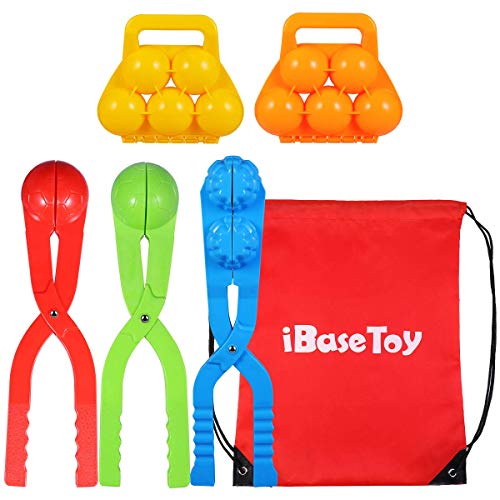 iBaseToy Snowball Maker Toys, 5 Pack Kids Small Snowman Maker Kit, Winter Outdoor Snowball Fight Games and Snowball Fun for Kids and Toddlers, Perfect Winter Gift for Children