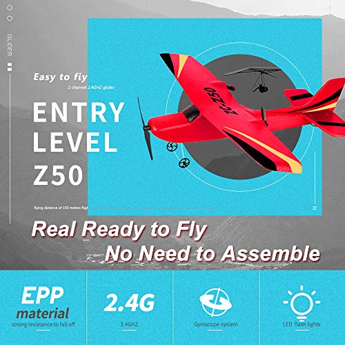 RC Airplane Z50 RTF RC Plane 2.4Ghz 2CH 6-Axis Gyro EPP Remote Control Airplane Glider 340mm Wingspan with 2pack LiPo Batteries - Thumbnail 2